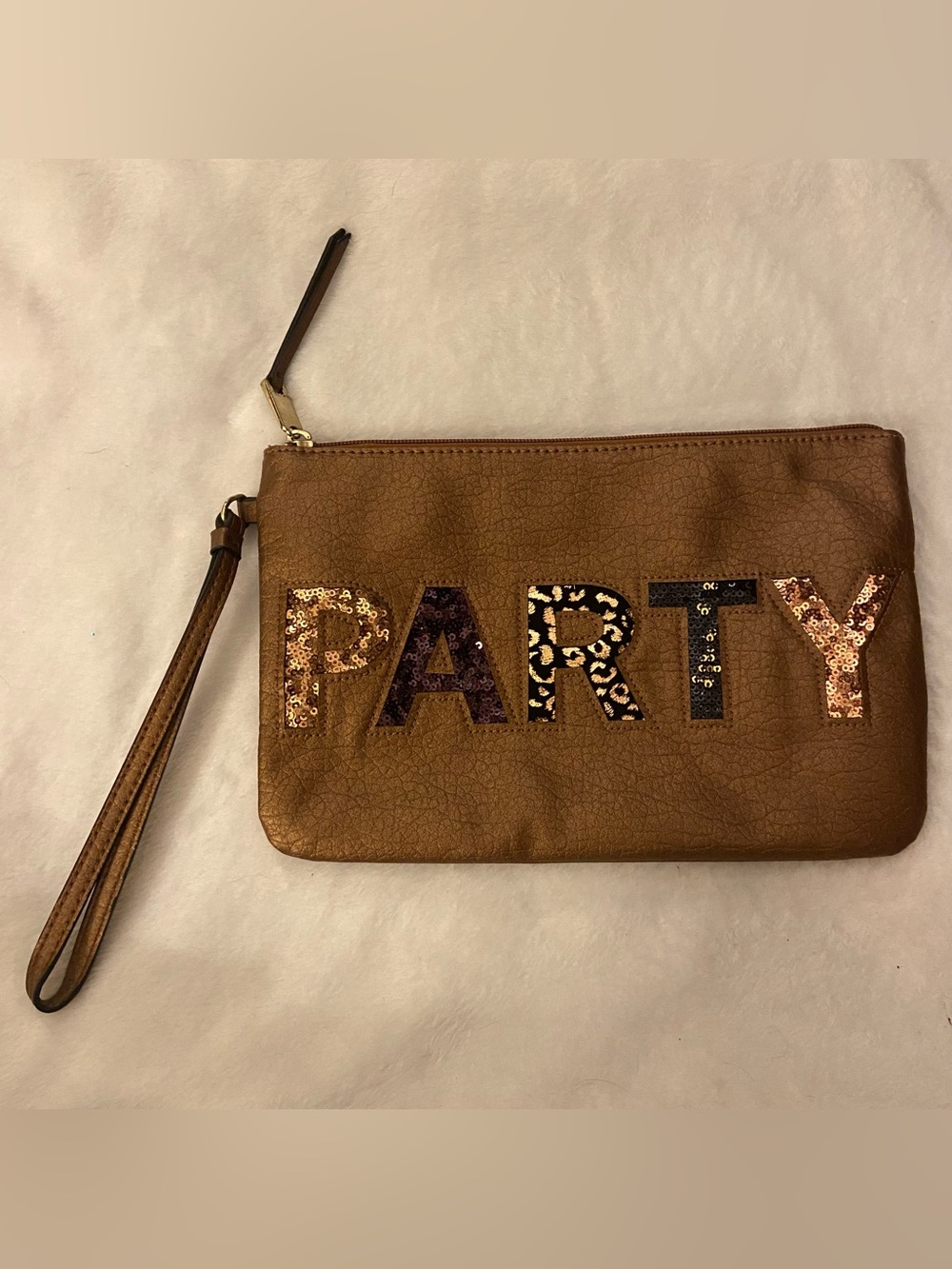 Juicy Couture Brown Sequin 'PARTY' Wristlet Clutch